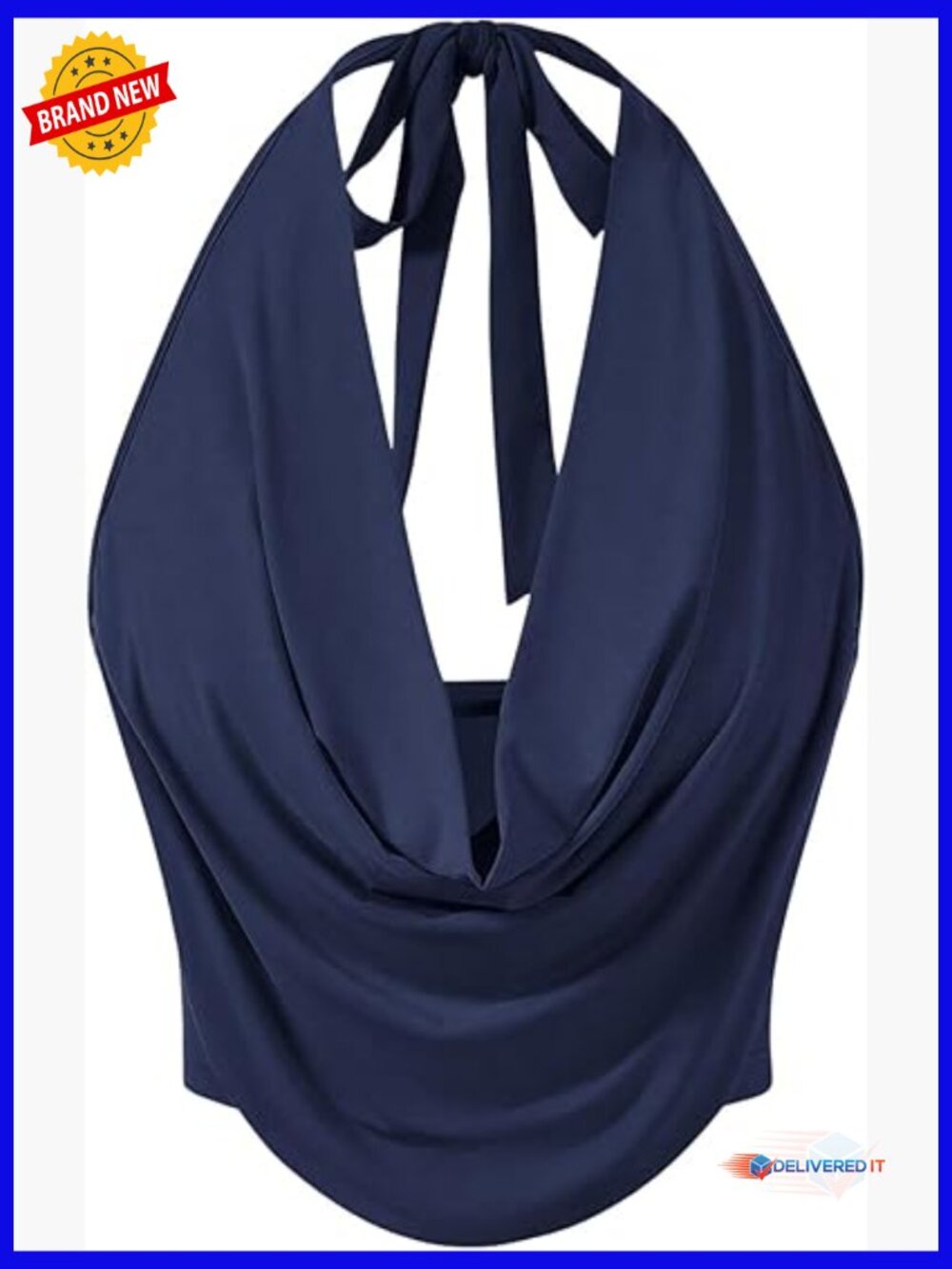 Halter Draped Front Tank Top Sexy Backless Going Out Crop Vest